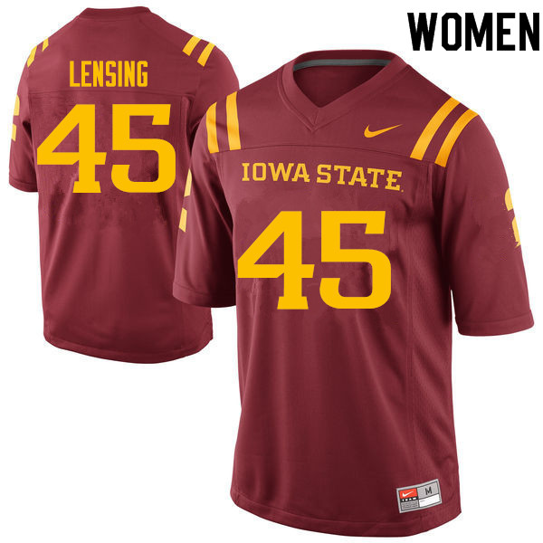 Women #45 Carson Lensing Iowa State Cyclones College Football Jerseys Sale-Cardinal